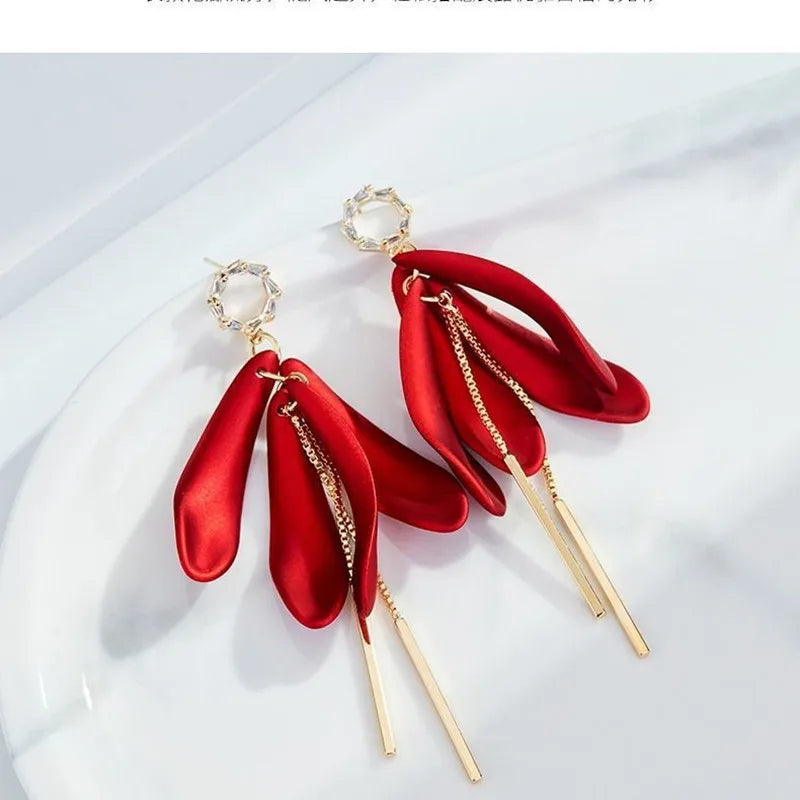 Elegant Rose Petal Earrings