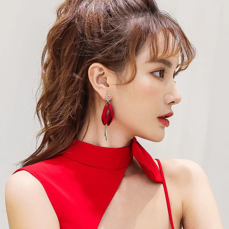 Elegant Rose Petal Earrings