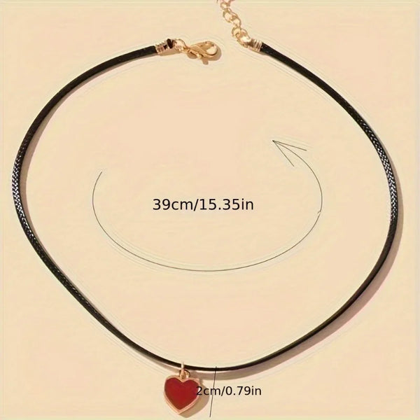 Gothic Heart Leather Necklace