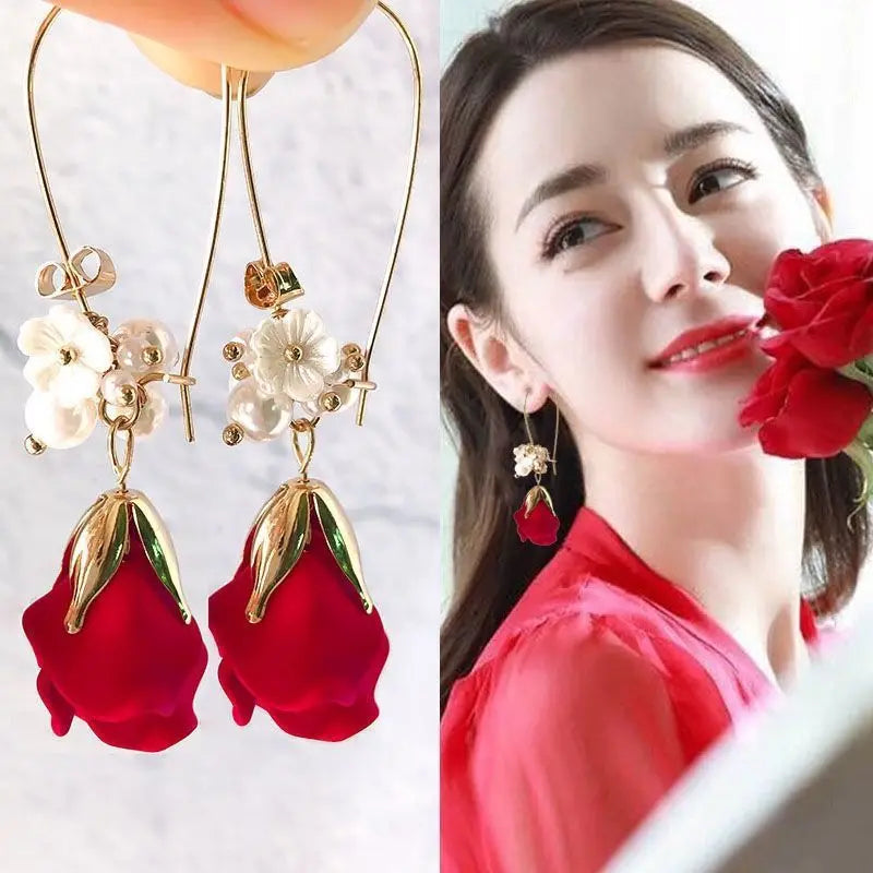 Elegant Rose Petal Earrings